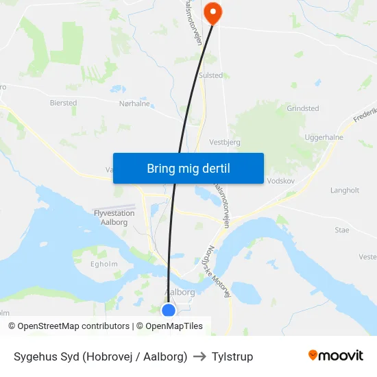 Sygehus Syd (Hobrovej / Aalborg) to Tylstrup map