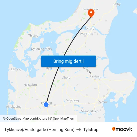 Lykkesvej/Vestergade (Herning Kom) to Tylstrup map