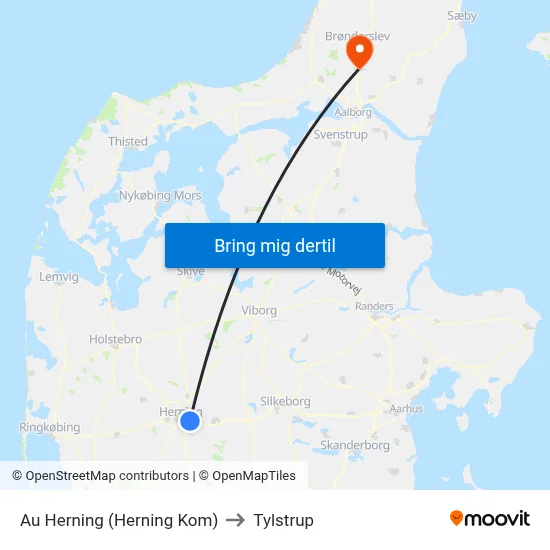 Au Herning (Herning Kom) to Tylstrup map
