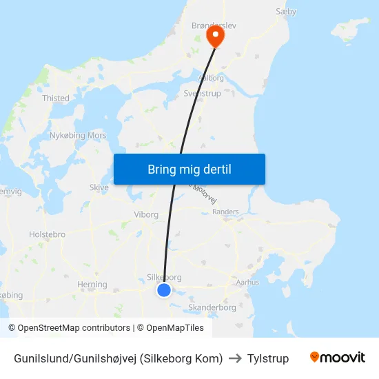 Gunilslund/Gunilshøjvej (Silkeborg Kom) to Tylstrup map