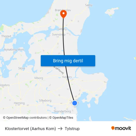 Klostertorvet (Aarhus Kom) to Tylstrup map