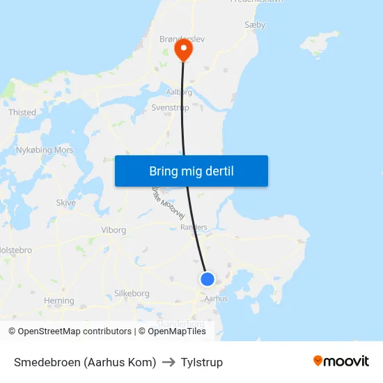 Smedebroen (Aarhus Kom) to Tylstrup map