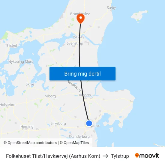 Folkehuset Tilst/Havkærvej (Aarhus Kom) to Tylstrup map