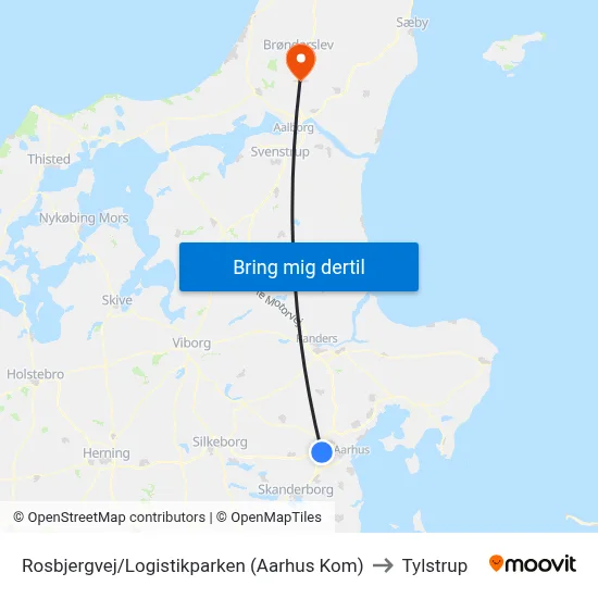 Rosbjergvej/Logistikparken (Aarhus Kom) to Tylstrup map