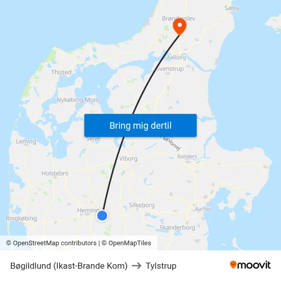 Bøgildlund (Ikast-Brande Kom) to Tylstrup map
