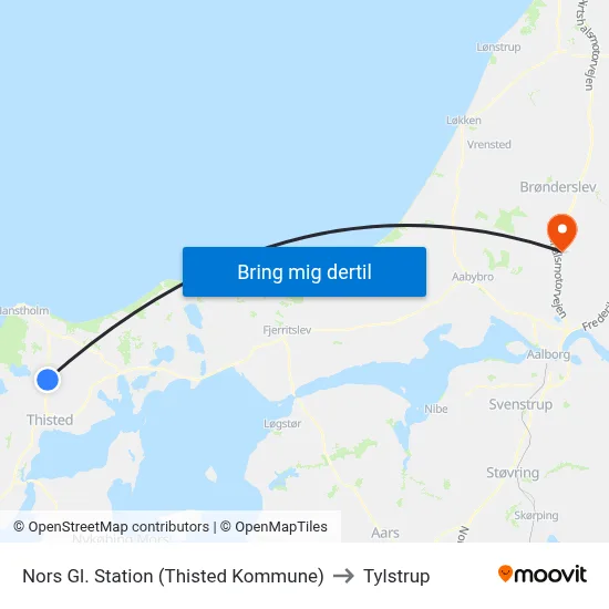 Nors Gl. Station (Thisted Kommune) to Tylstrup map