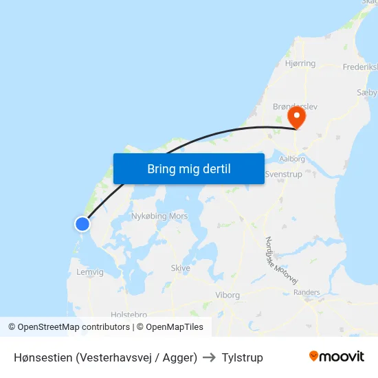 Hønsestien (Vesterhavsvej / Agger) to Tylstrup map