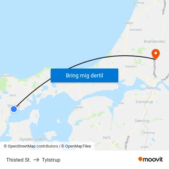 Thisted St. to Tylstrup map