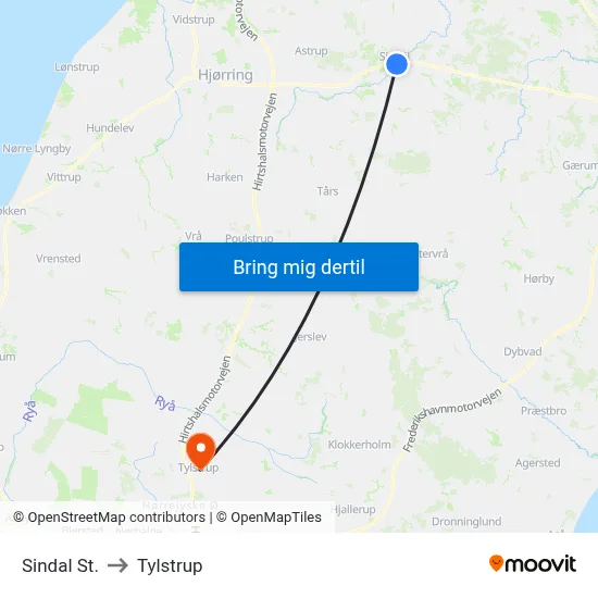 Sindal St. to Tylstrup map