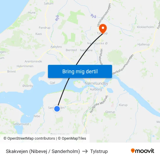 Skakvejen (Nibevej / Sønderholm) to Tylstrup map