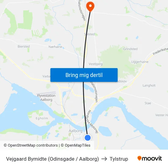 Vejgaard Bymidte (Odinsgade / Aalborg) to Tylstrup map