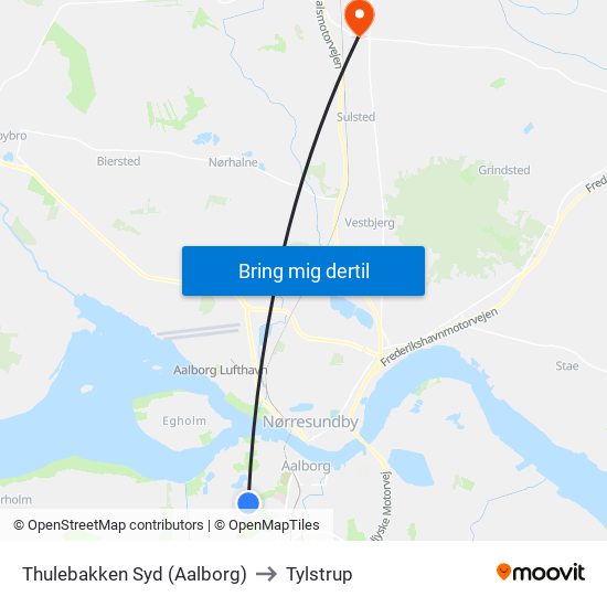 Thulebakken Syd (Aalborg) to Tylstrup map