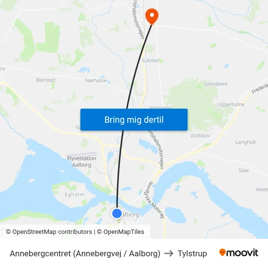 Annebergcentret (Annebergvej / Aalborg) to Tylstrup map