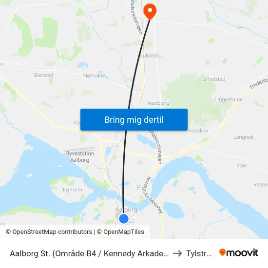 Aalborg St. (Område B4 / Kennedy Arkaden) to Tylstrup map
