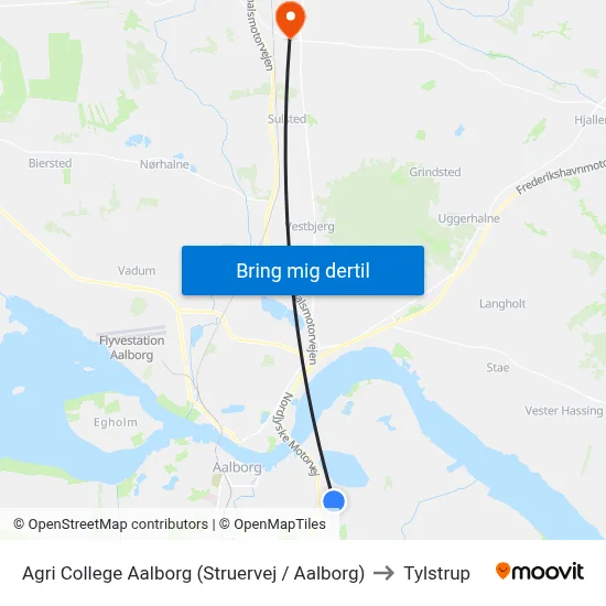 Agri College Aalborg (Struervej / Aalborg) to Tylstrup map