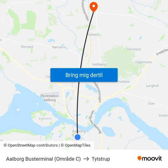 Aalborg Busterminal (Område C) to Tylstrup map