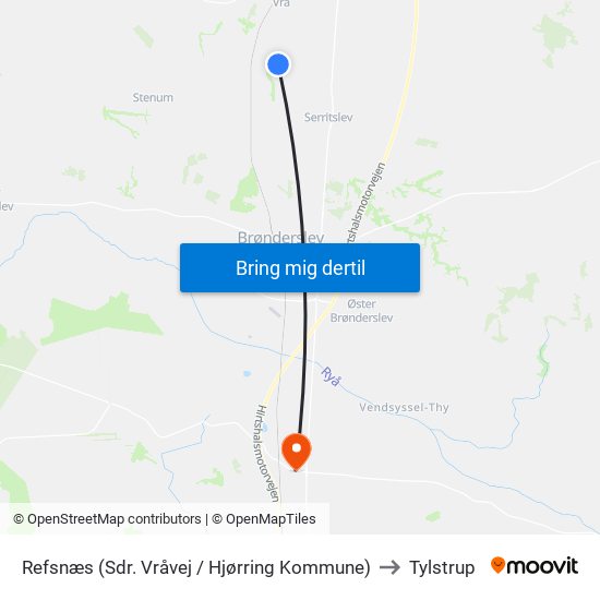 Refsnæs (Sdr. Vråvej / Hjørring Kommune) to Tylstrup map