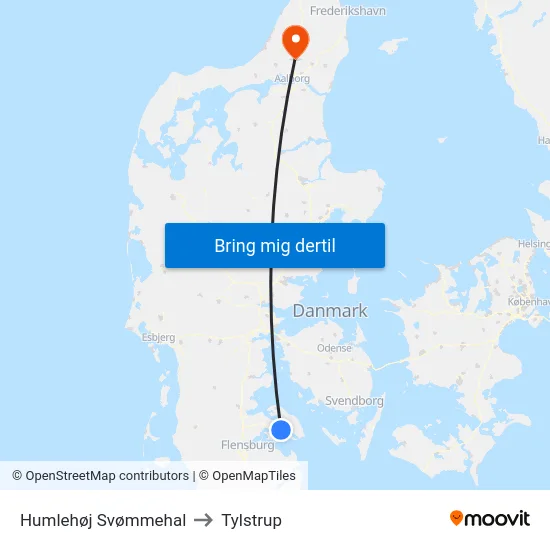 Humlehøj Svømmehal to Tylstrup map