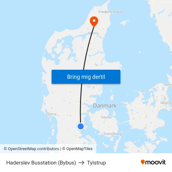 Haderslev Busstation (Bybus) to Tylstrup map