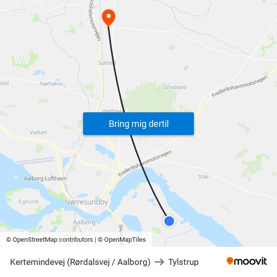 Kertemindevej (Rørdalsvej / Aalborg) to Tylstrup map