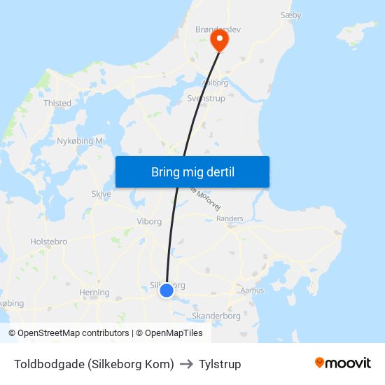 Toldbodgade (Silkeborg Kom) to Tylstrup map