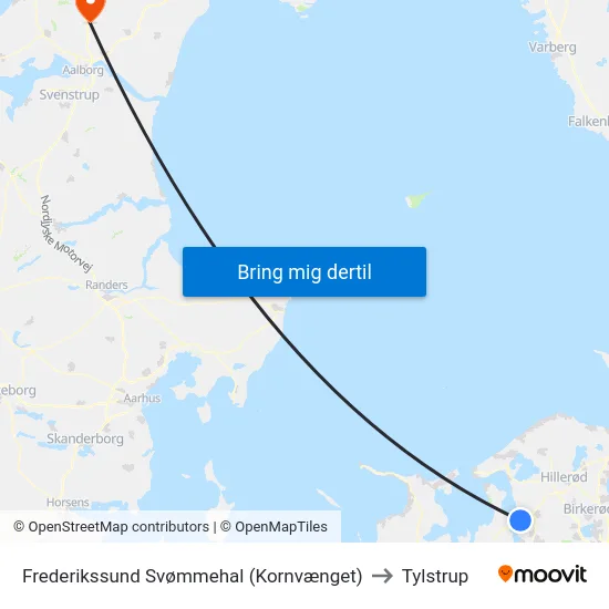 Frederikssund Svømmehal (Kornvænget) to Tylstrup map