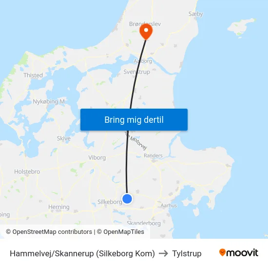 Hammelvej/Skannerup (Silkeborg Kom) to Tylstrup map