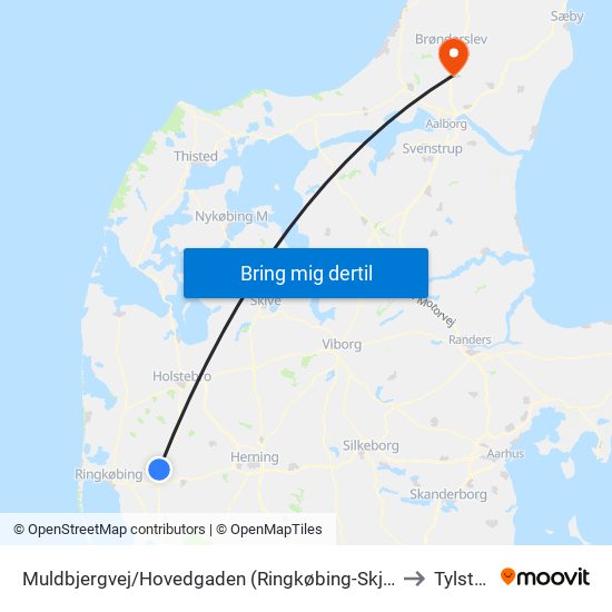 Muldbjergvej/Hovedgaden (Ringkøbing-Skjern Kom) to Tylstrup map