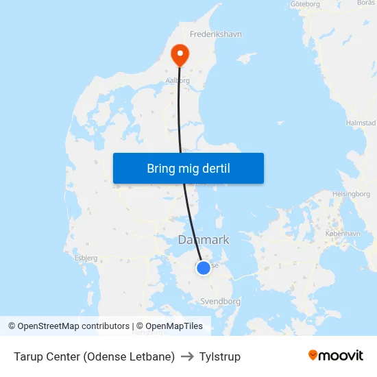 Tarup Center (Odense Letbane) to Tylstrup map