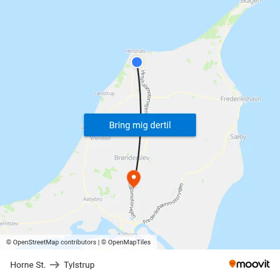 Horne St. to Tylstrup map