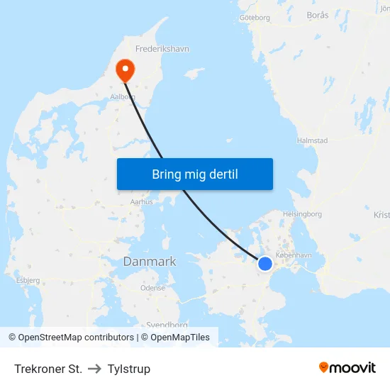 Trekroner St. to Tylstrup map