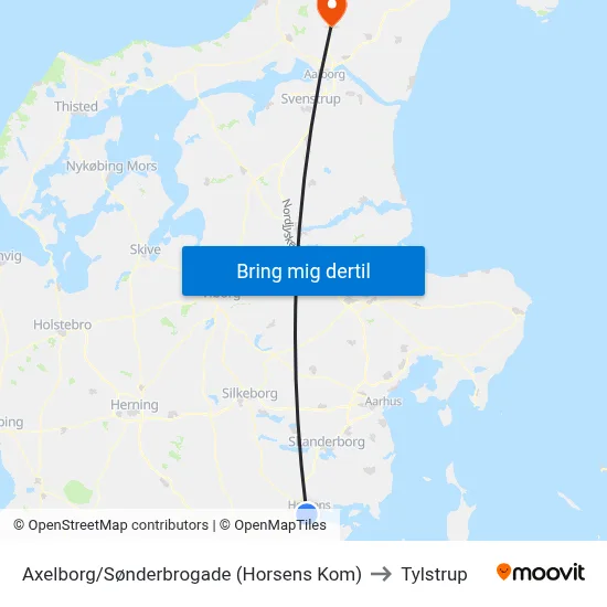 Axelborg/Sønderbrogade (Horsens Kom) to Tylstrup map