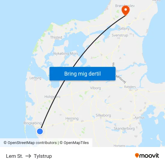 Lem St. to Tylstrup map