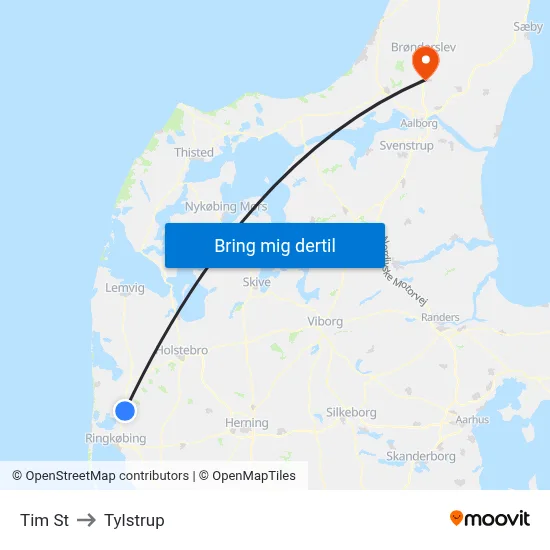 Tim St to Tylstrup map