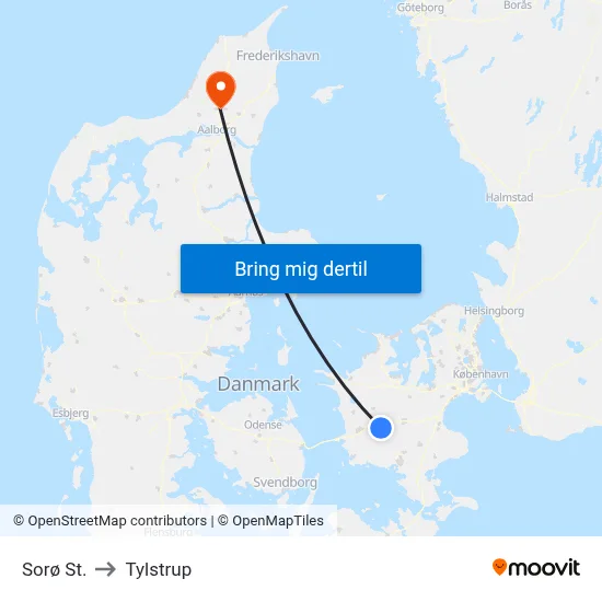 Sorø St. to Tylstrup map