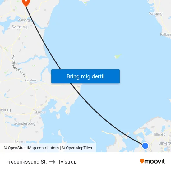 Frederikssund St. to Tylstrup map