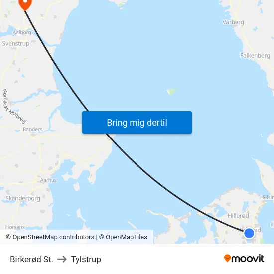 Birkerød St. to Tylstrup map