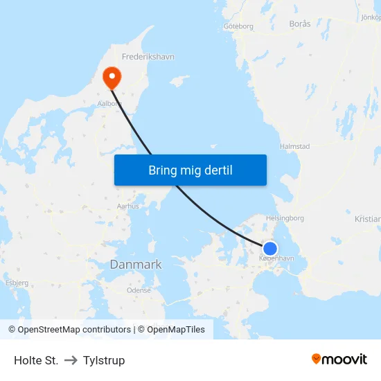 Holte St. to Tylstrup map