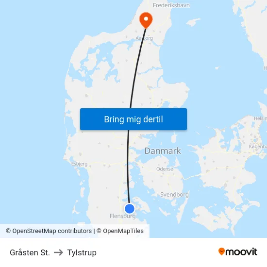 Gråsten St. to Tylstrup map