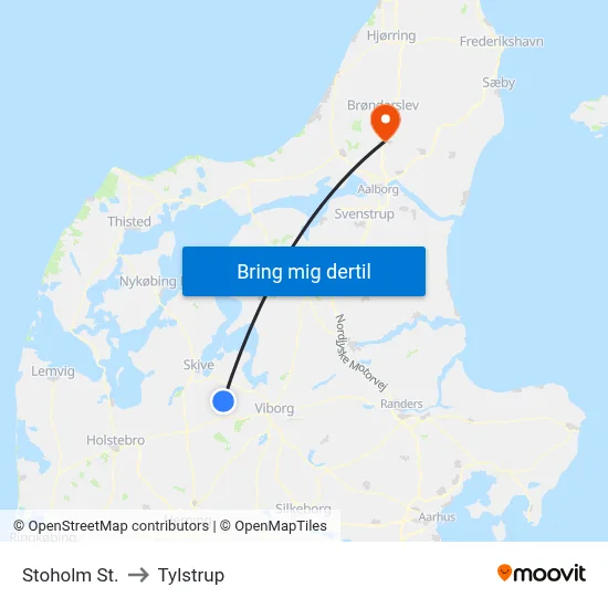 Stoholm St. to Tylstrup map