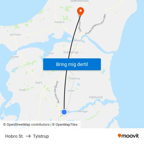Hobro St. to Tylstrup map