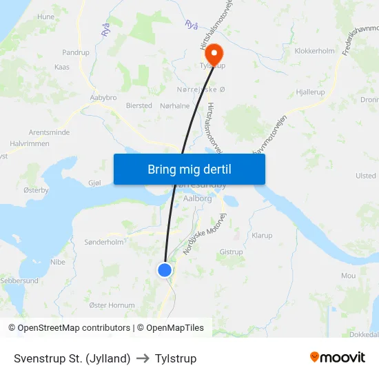 Svenstrup St. (Jylland) to Tylstrup map