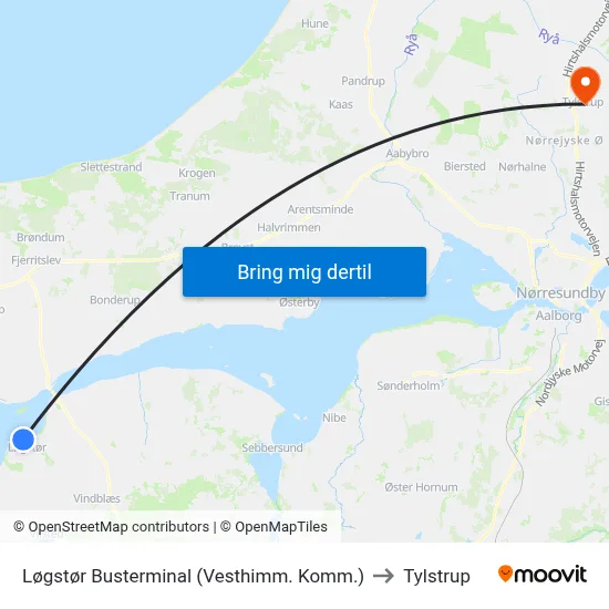 Løgstør Busterminal (Vesthimm. Komm.) to Tylstrup map