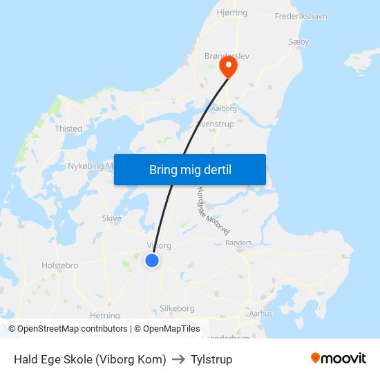 Hald Ege Skole (Viborg Kom) to Tylstrup map