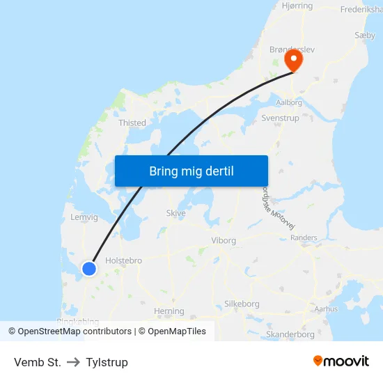 Vemb St. to Tylstrup map
