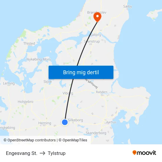 Engesvang St. to Tylstrup map