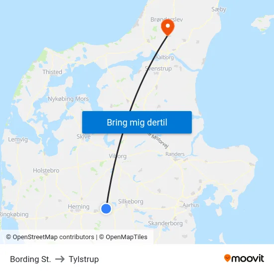 Bording St. to Tylstrup map
