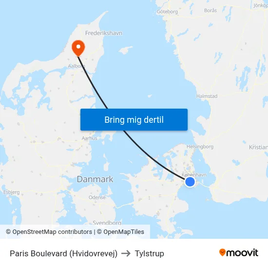 Paris Boulevard (Hvidovrevej) to Tylstrup map