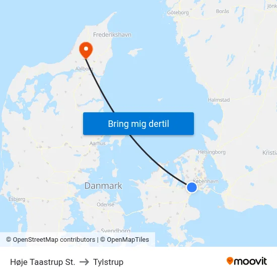 Høje Taastrup St. to Tylstrup map