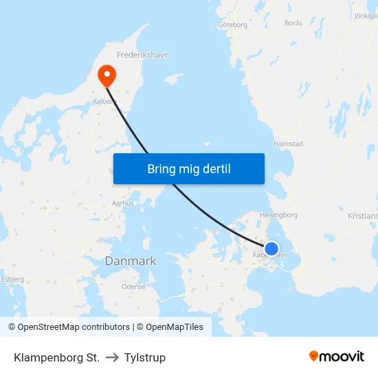 Klampenborg St. to Tylstrup map